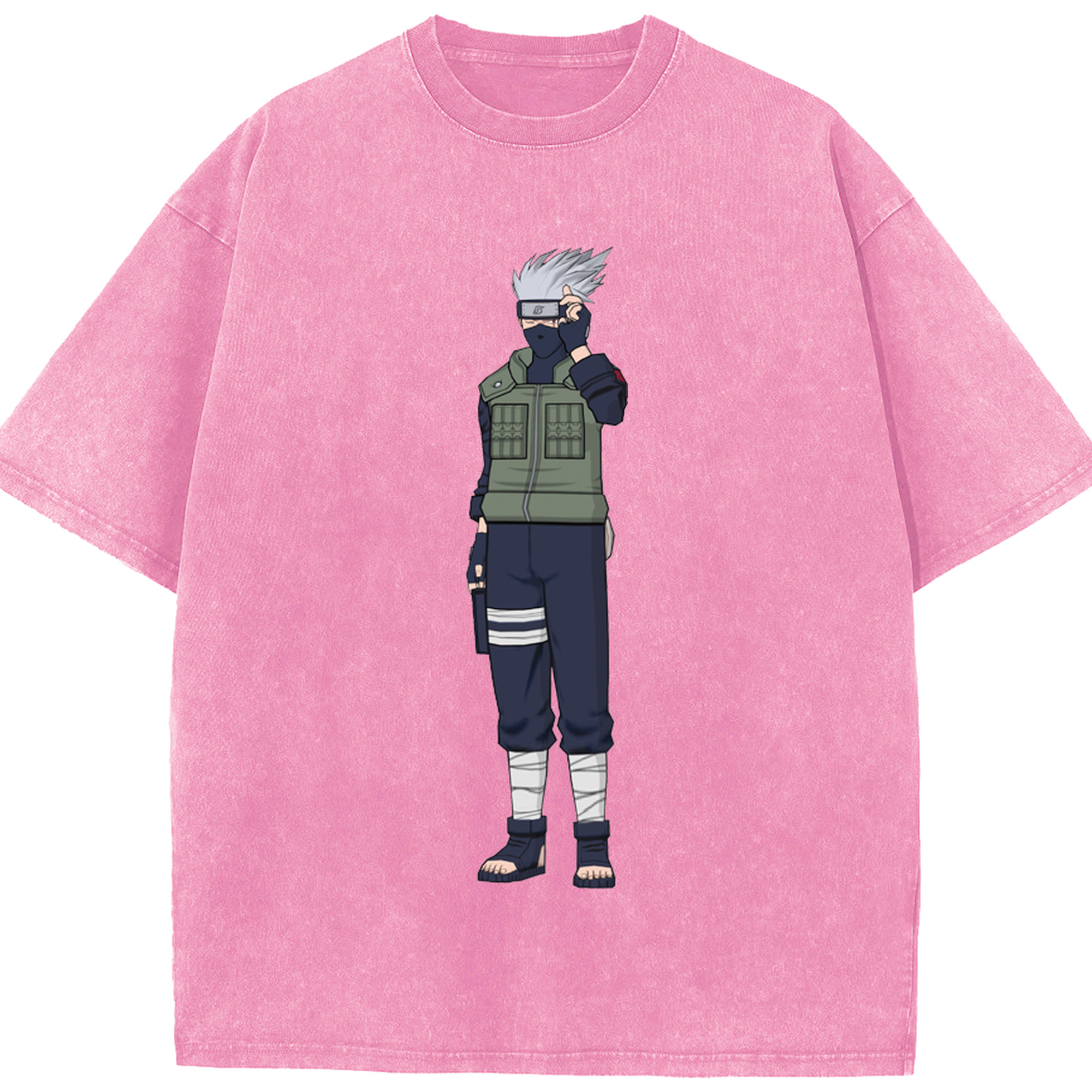 （画像用） NARUTO -ナルト- はたけ カカシ Hatake Kakashi 綿100% ヴィンテージ風 半袖Tシャツ（フロントプリント）